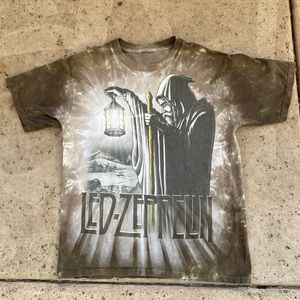 Vintage Led Zeppelin T-Shirt Liquid Blue small 2008 Rock Band Tie-Dye Hippie Y2K